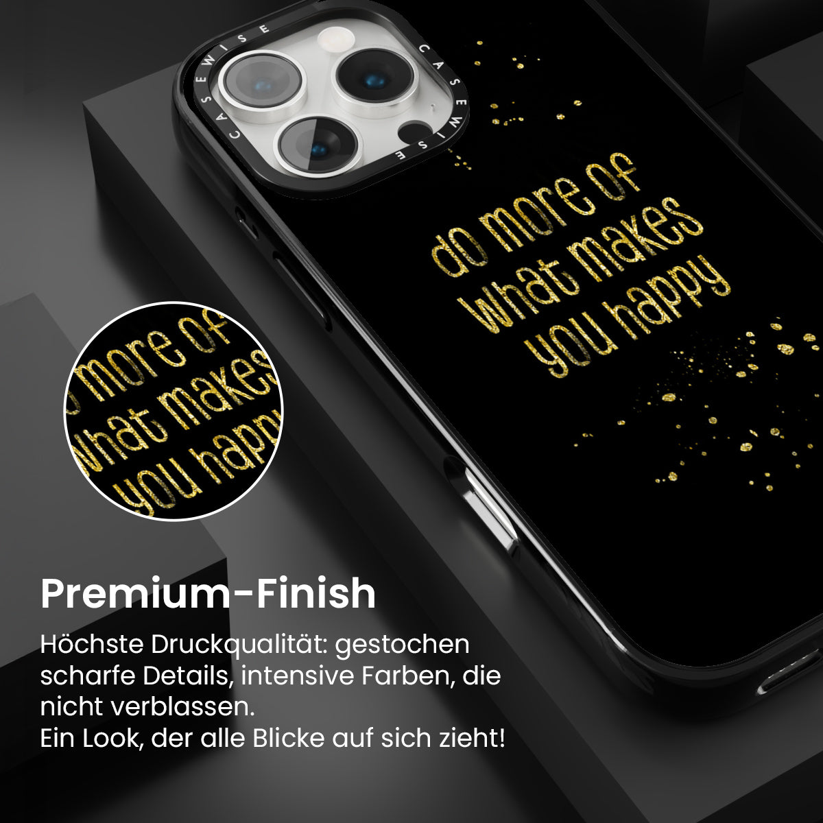 Text Kunst Gold tun Sie mehr von dem, was Sie glücklich macht - Hülle