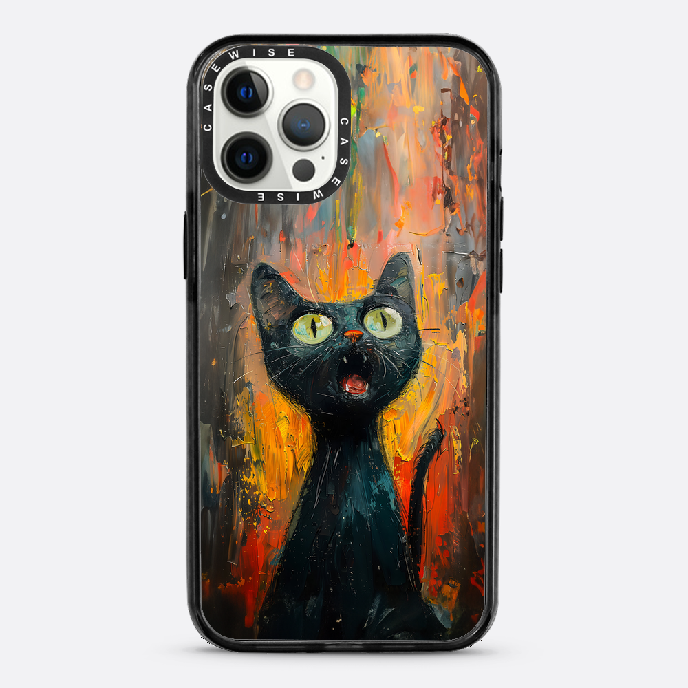 Schwarze schreiende Katze - Hülle