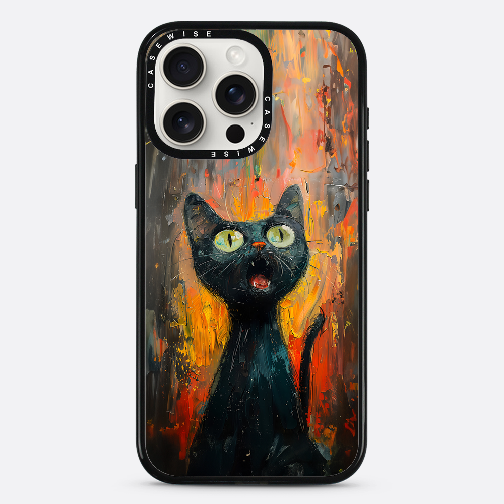 Schwarze schreiende Katze - Hülle