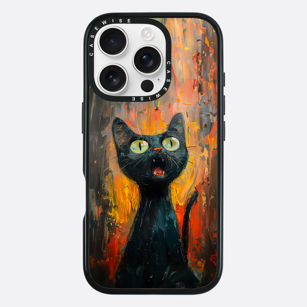 Schwarze schreiende Katze - Hülle