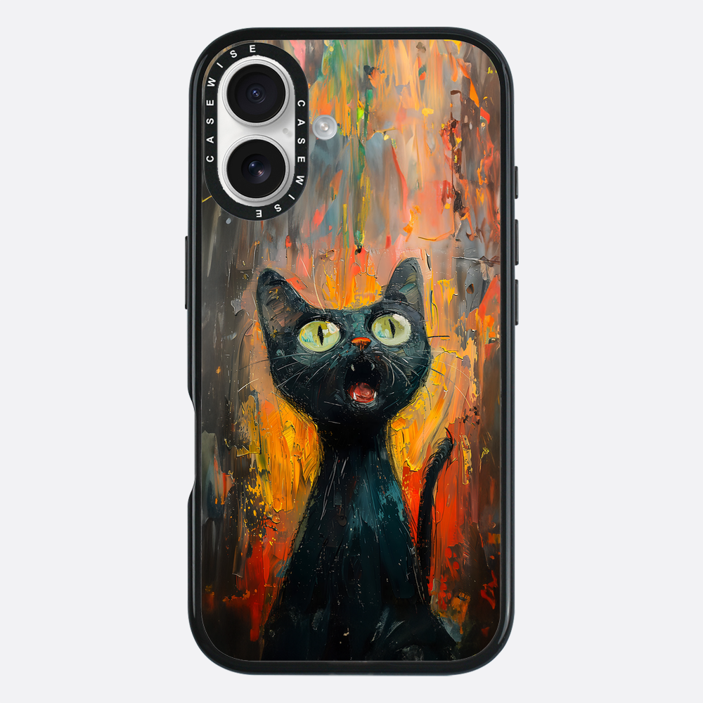 Schwarze schreiende Katze - Hülle