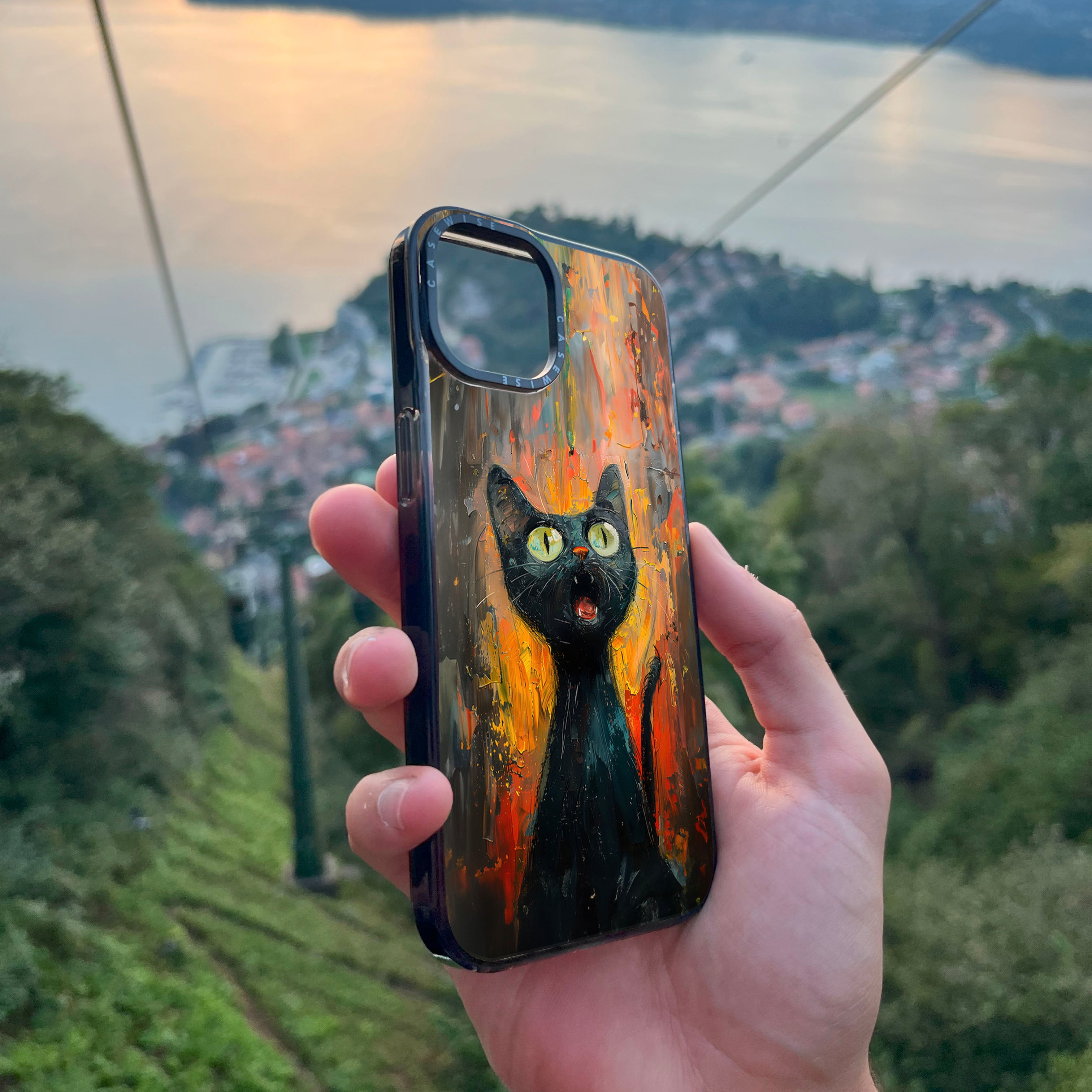 Schwarze schreiende Katze - Hülle