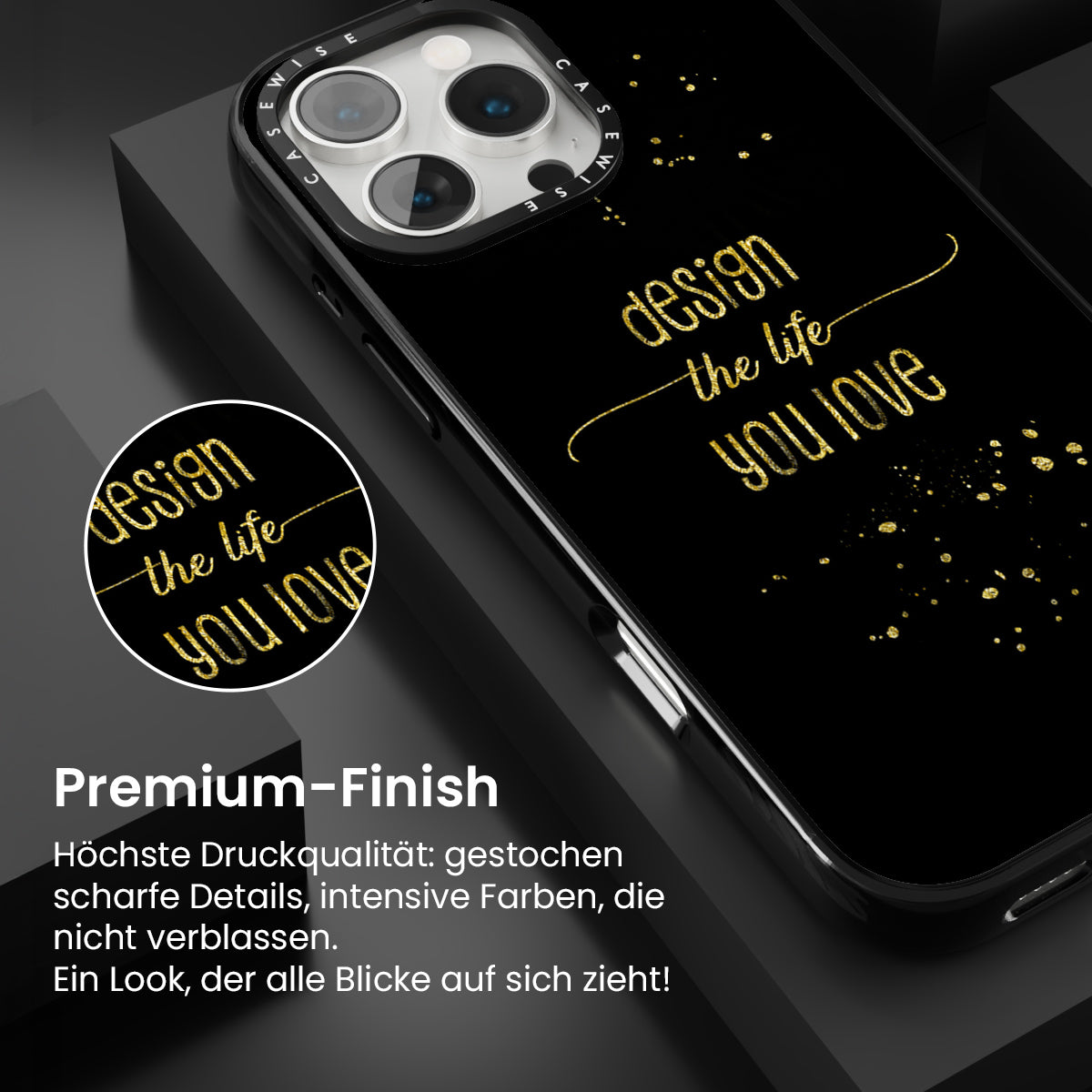 Text Kunst Gold Design Das Leben, das Sie lieben - Hülle