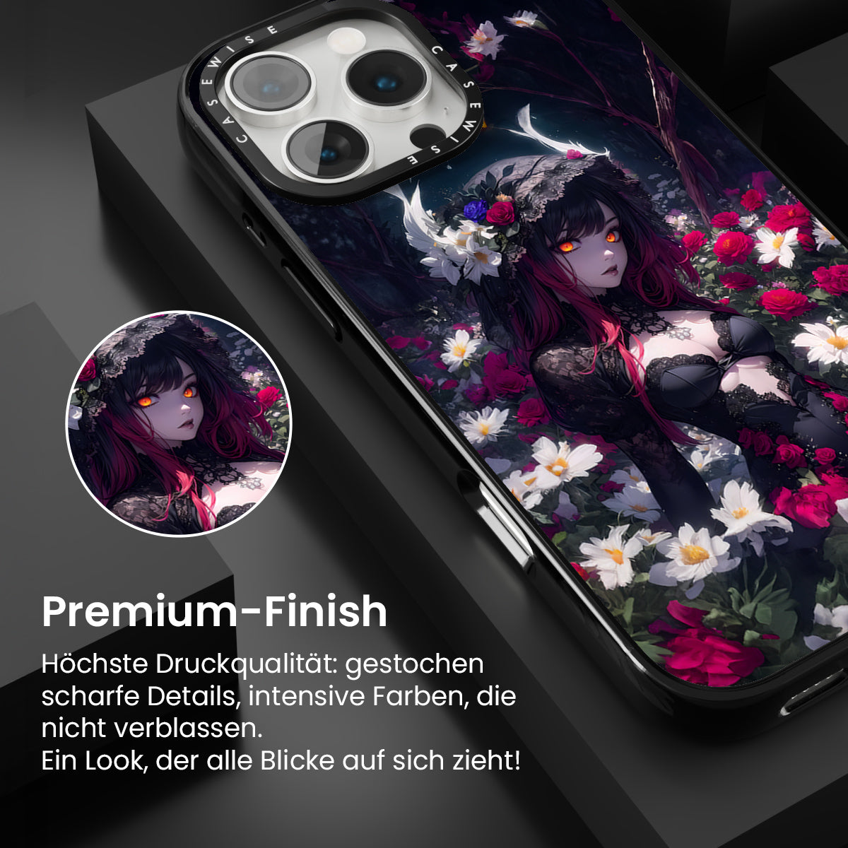 Florale gotische Anime -Mädchen - Hülle