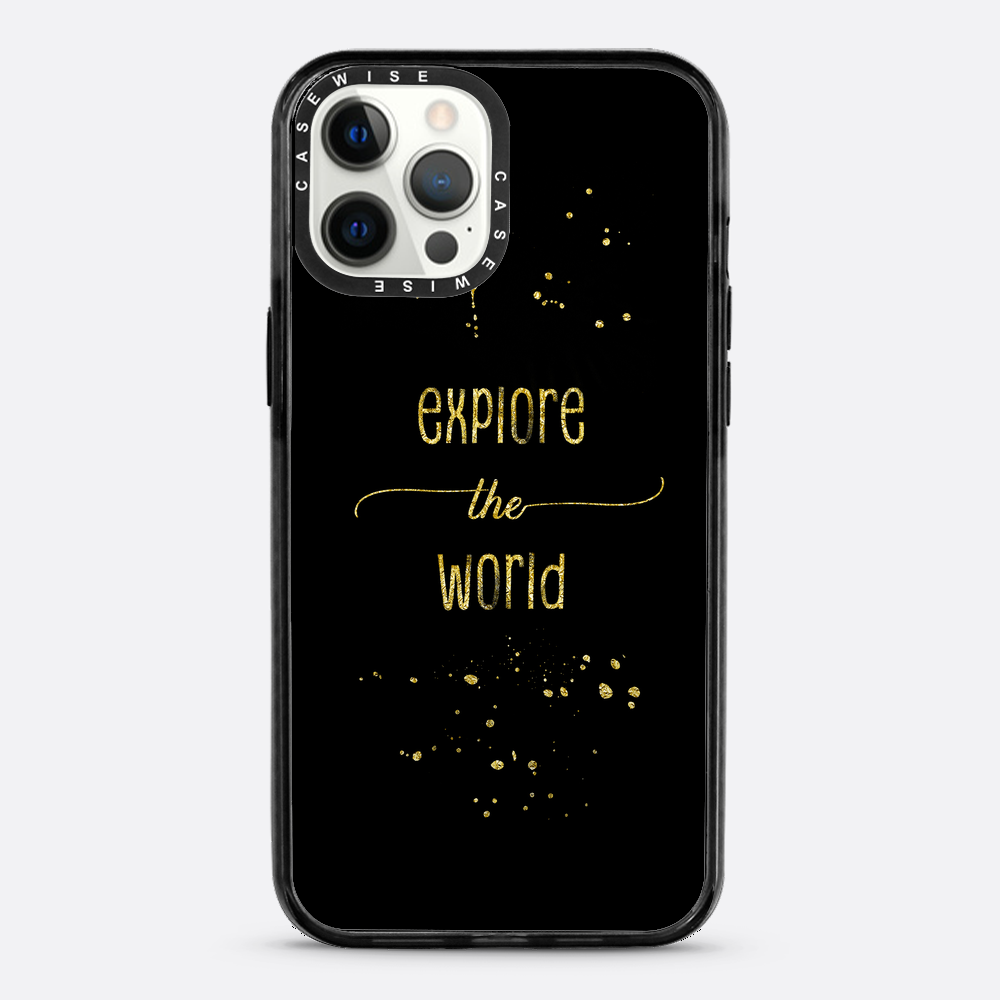 Textkunst Gold erkunden Sie die Welt - Hülle