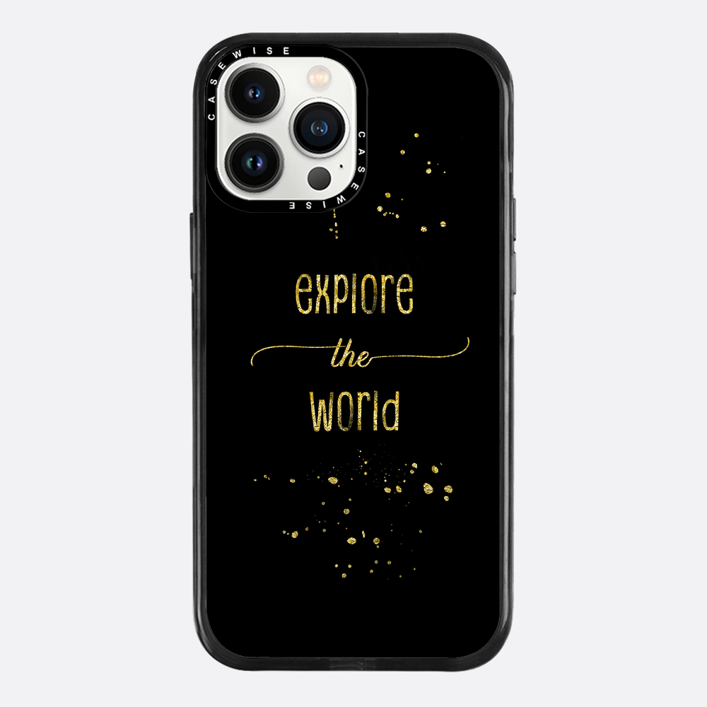 Textkunst Gold erkunden Sie die Welt - Hülle