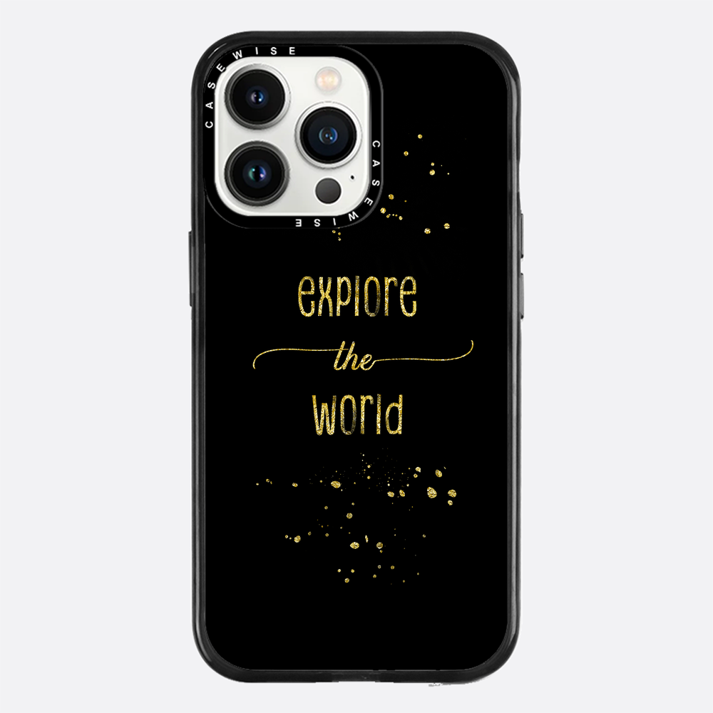 Textkunst Gold erkunden Sie die Welt - Hülle