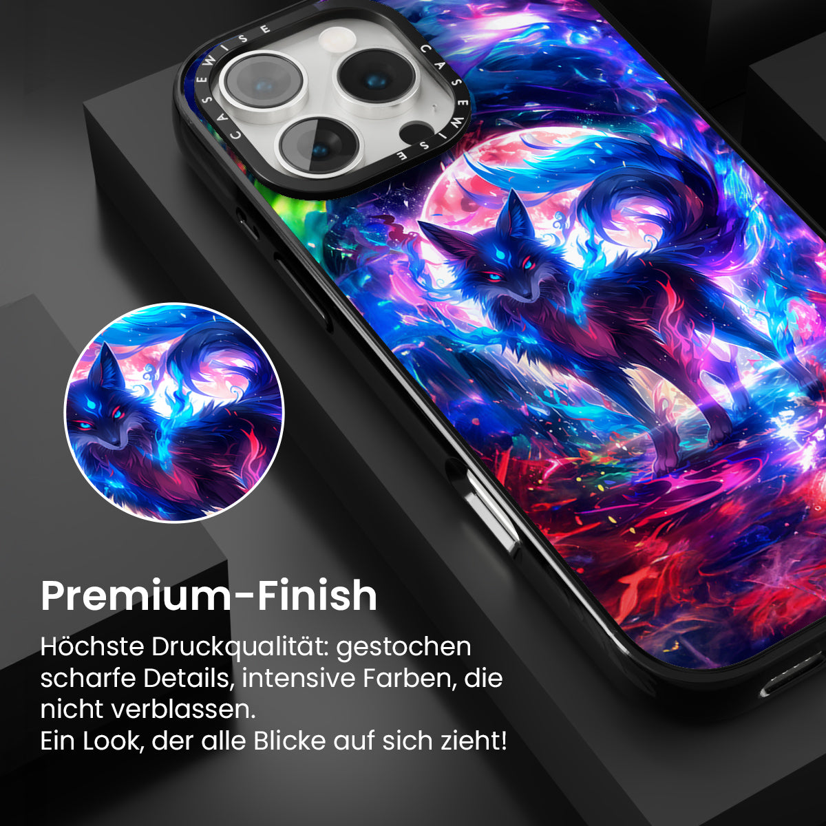 Regenbogen farbenfrohe Kitsune -Fuchs - Hülle