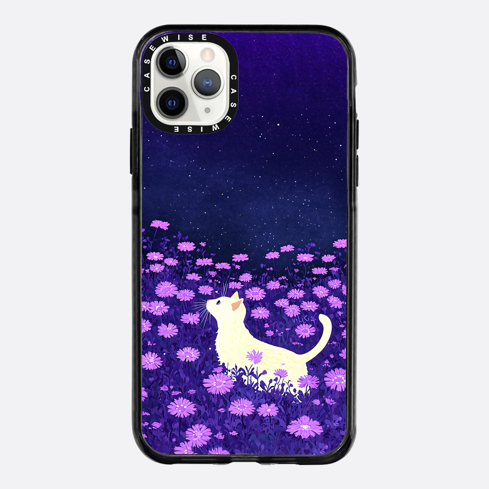 Süße weiße Katze rosa Blumen - Hülle