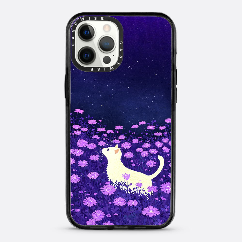 Süße weiße Katze rosa Blumen - Hülle