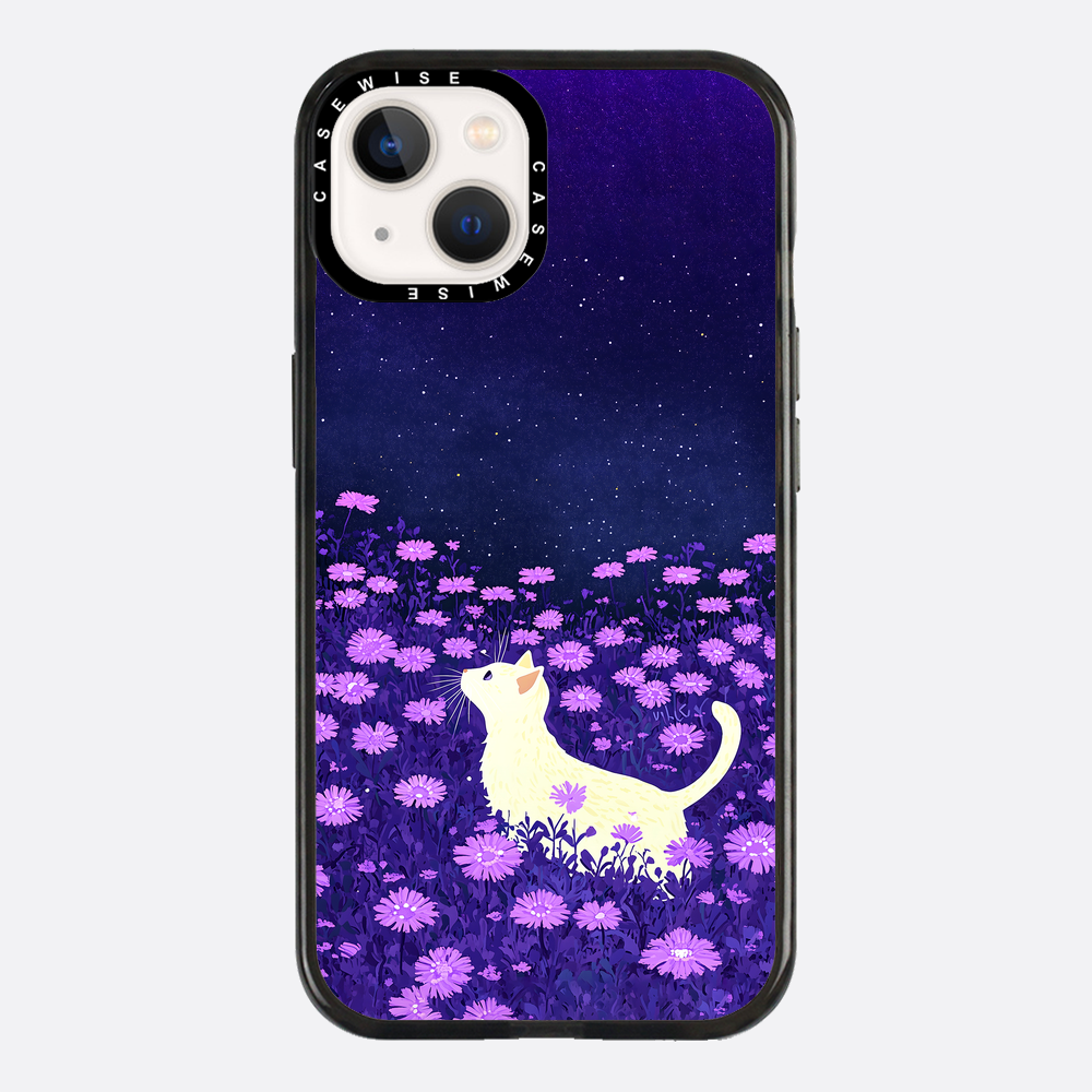 Süße weiße Katze rosa Blumen - Hülle