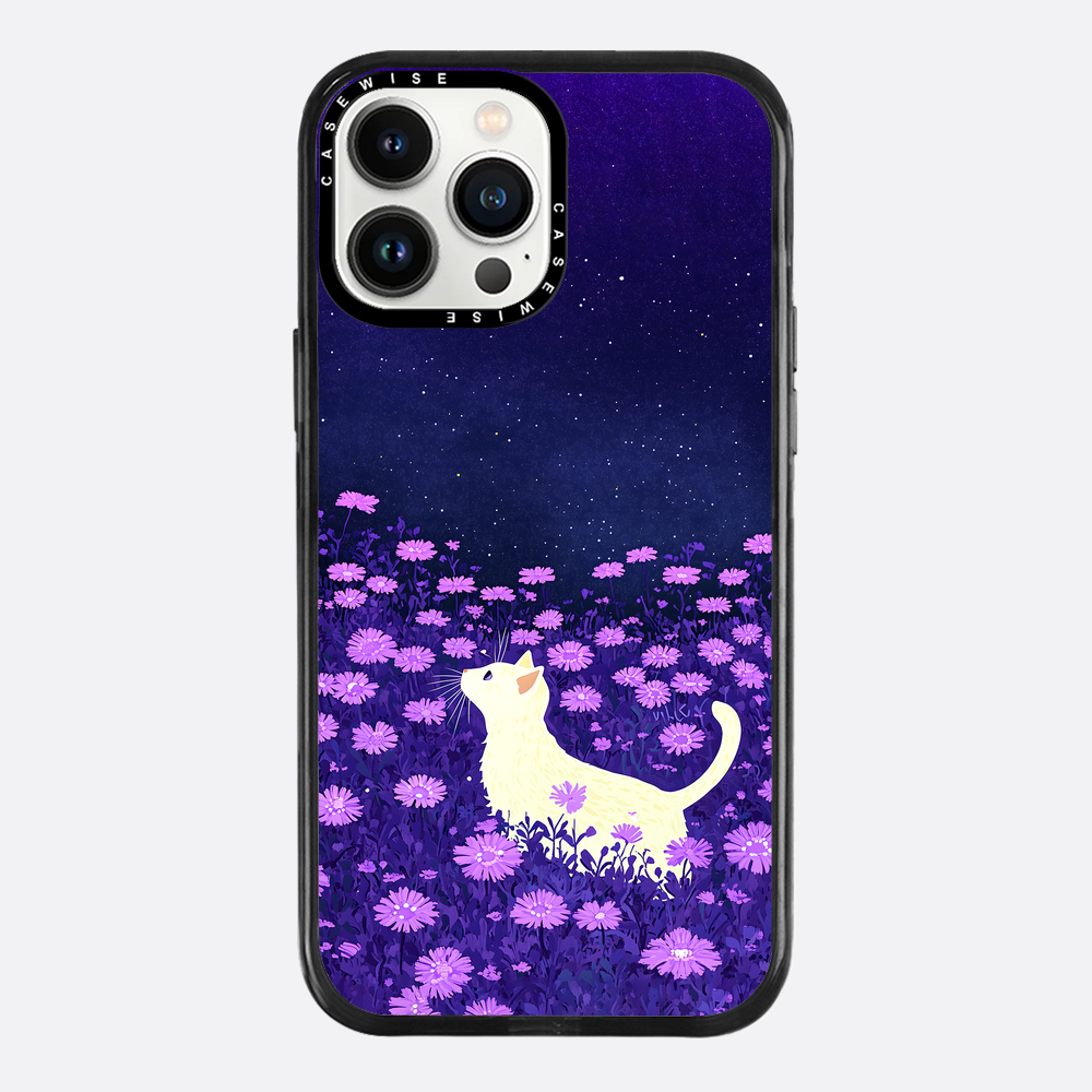 Süße weiße Katze rosa Blumen - Hülle