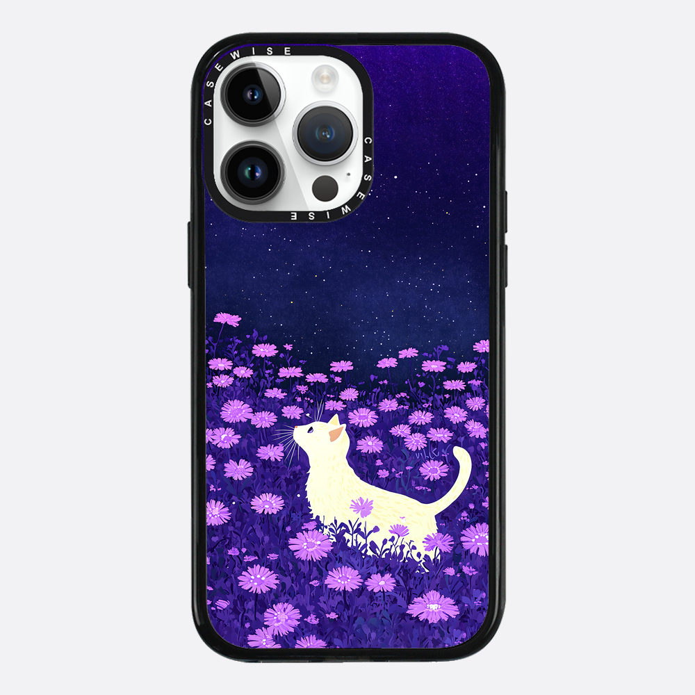 Süße weiße Katze rosa Blumen - Hülle