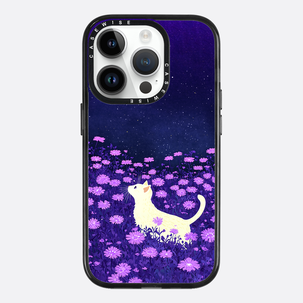 Süße weiße Katze rosa Blumen - Hülle