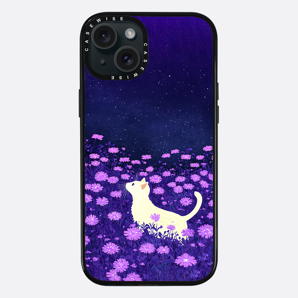 Süße weiße Katze rosa Blumen - Hülle