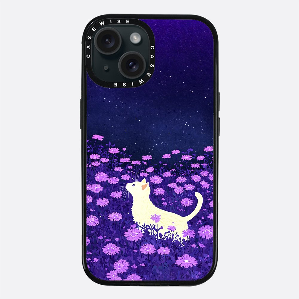Süße weiße Katze rosa Blumen - Hülle