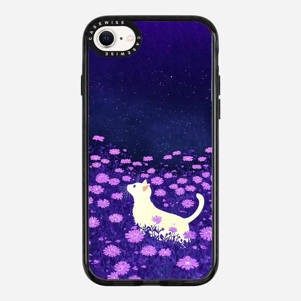 Süße weiße Katze rosa Blumen - Hülle