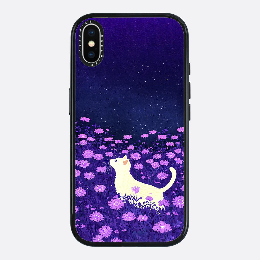 Süße weiße Katze rosa Blumen - Hülle