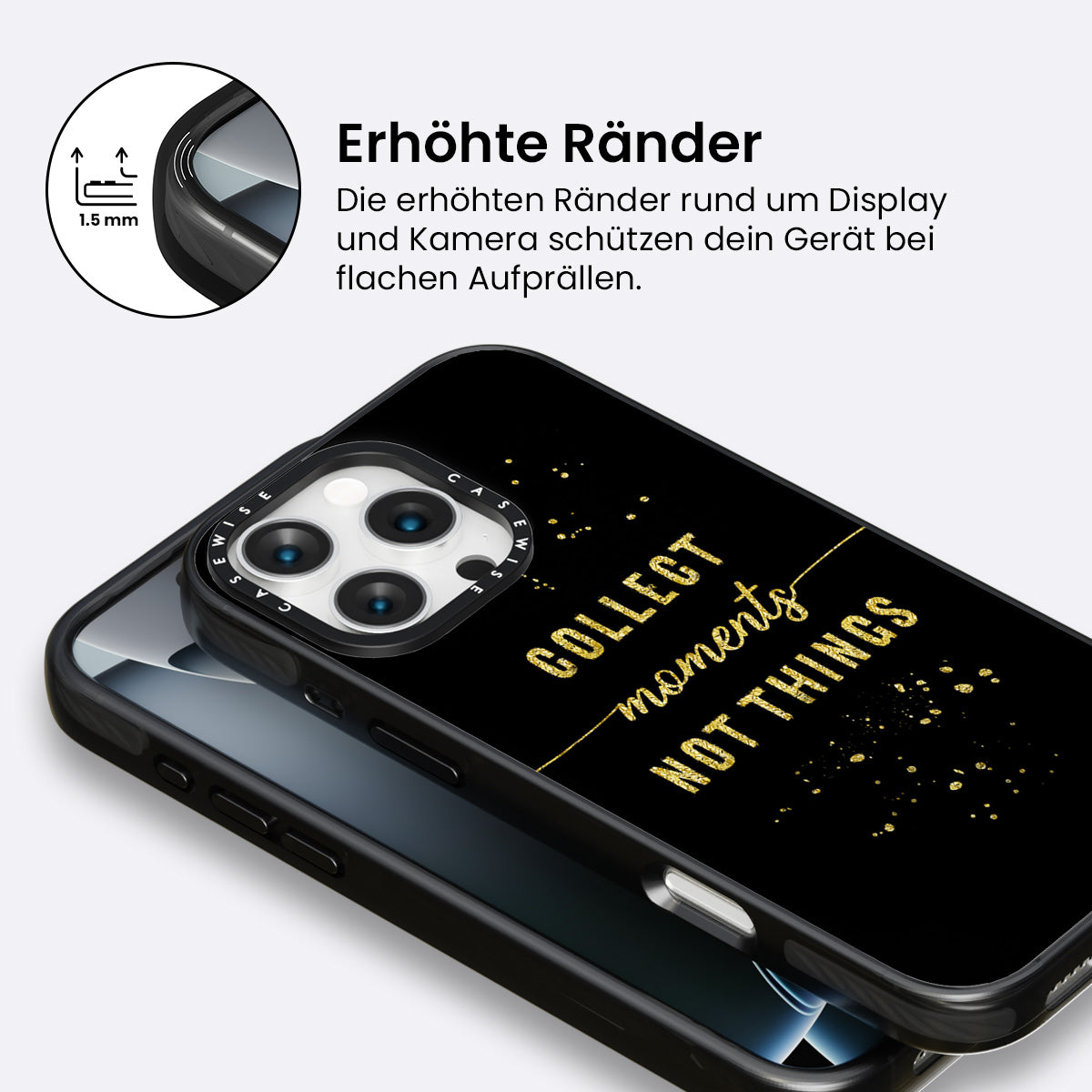 Text Kunst Gold sammeln Momente nicht Dinge - Hülle