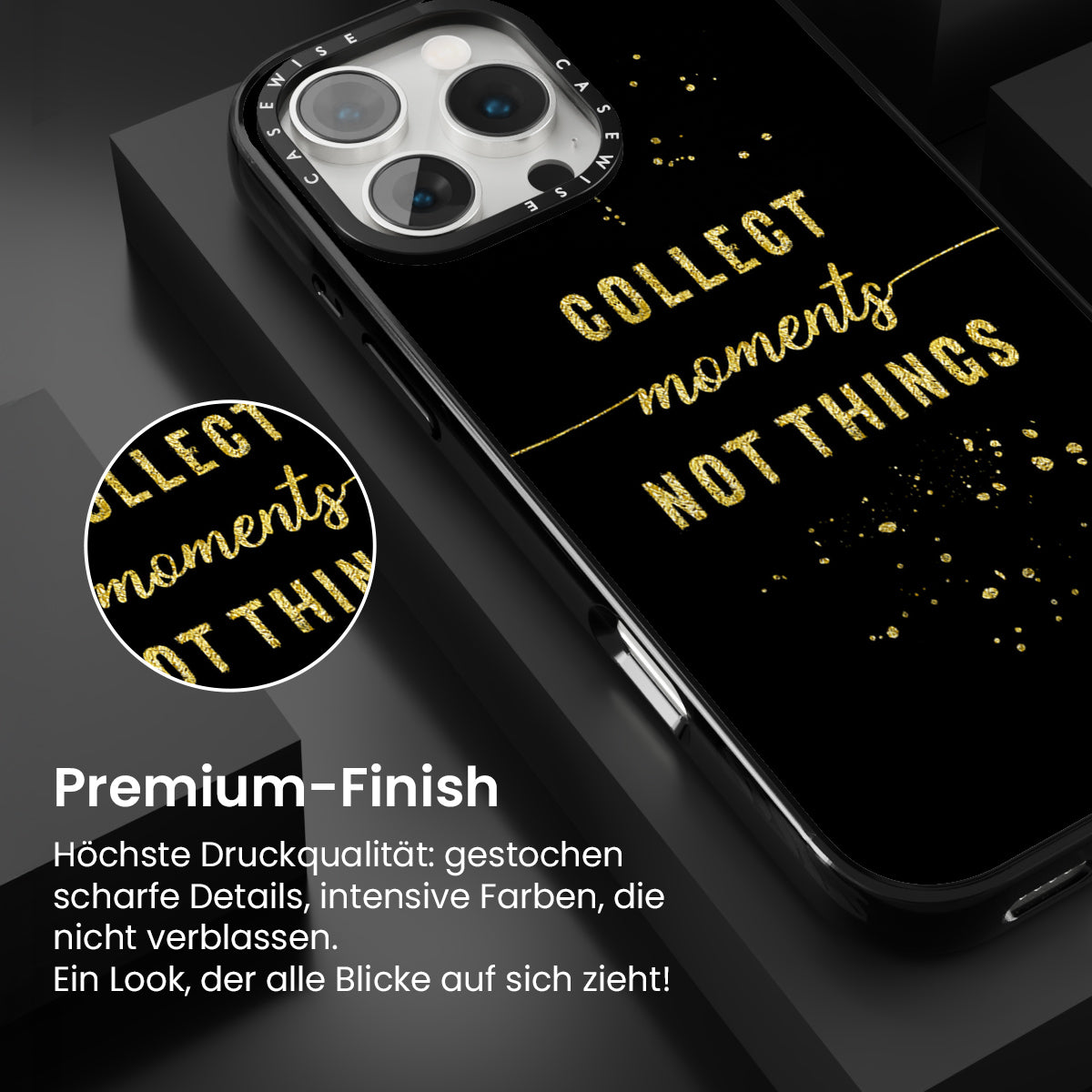 Text Kunst Gold sammeln Momente nicht Dinge - Hülle