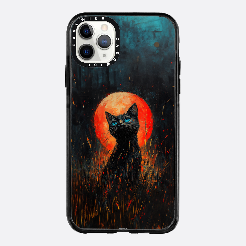 Rote Mondlicht schwarze Katze - Hülle