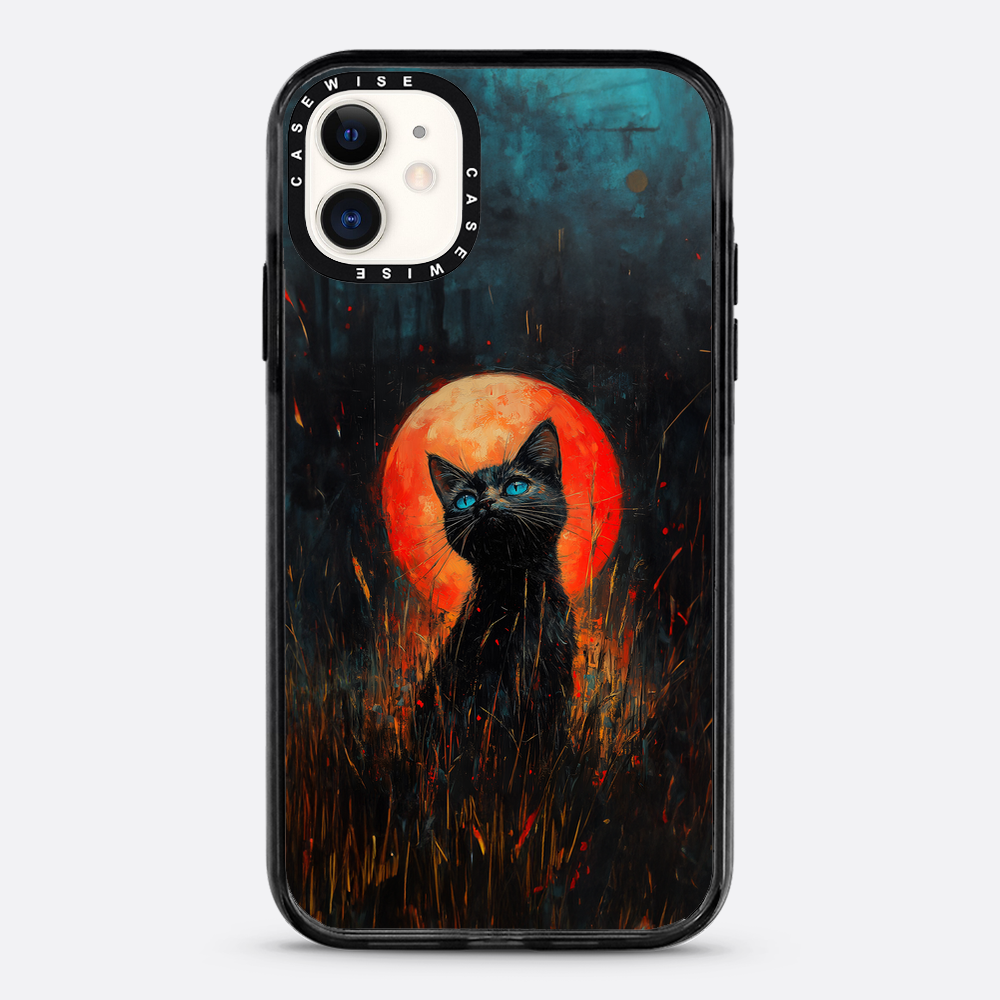 Rote Mondlicht schwarze Katze - Hülle