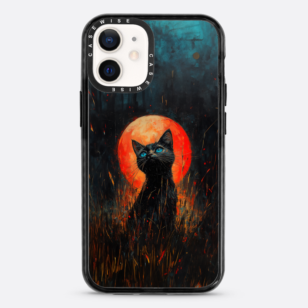 Rote Mondlicht schwarze Katze - Hülle