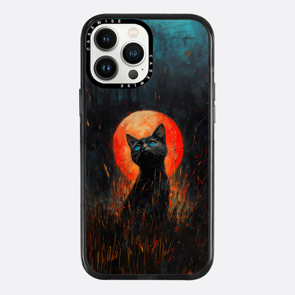 Rote Mondlicht schwarze Katze - Hülle