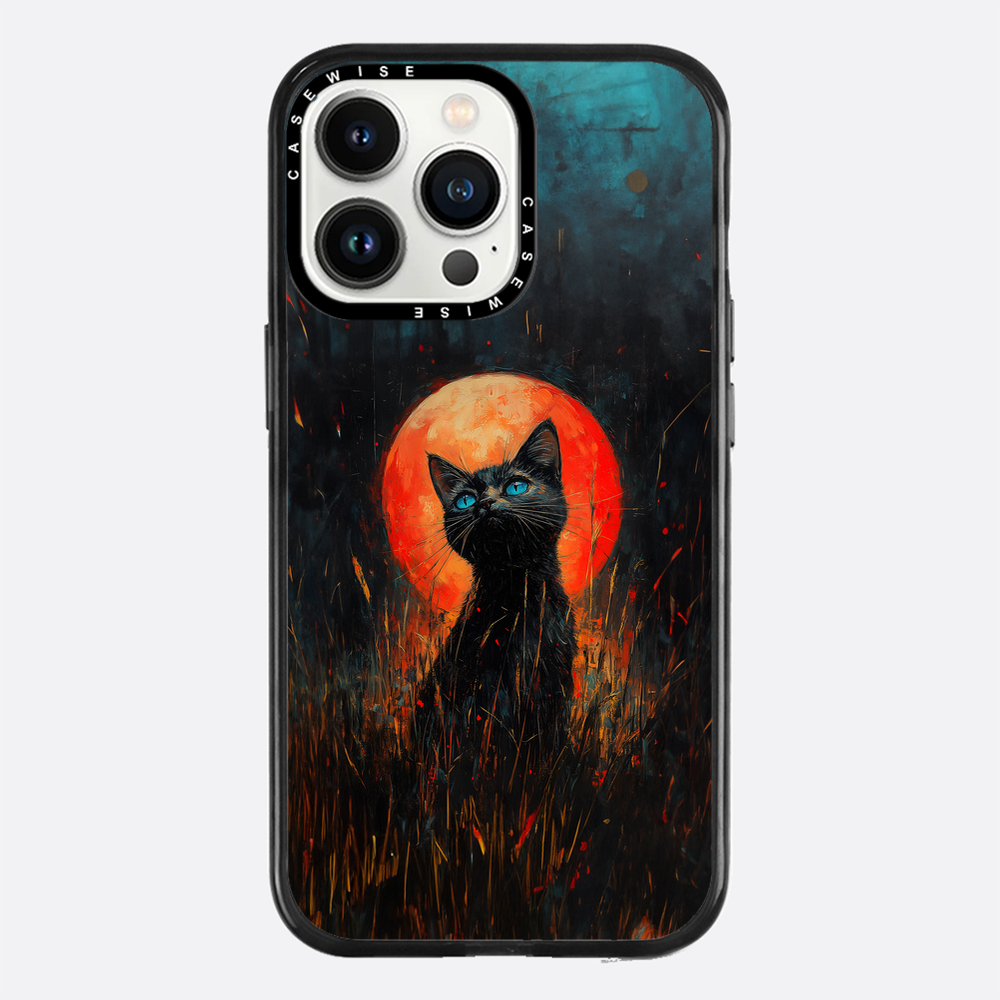 Rote Mondlicht schwarze Katze - Hülle