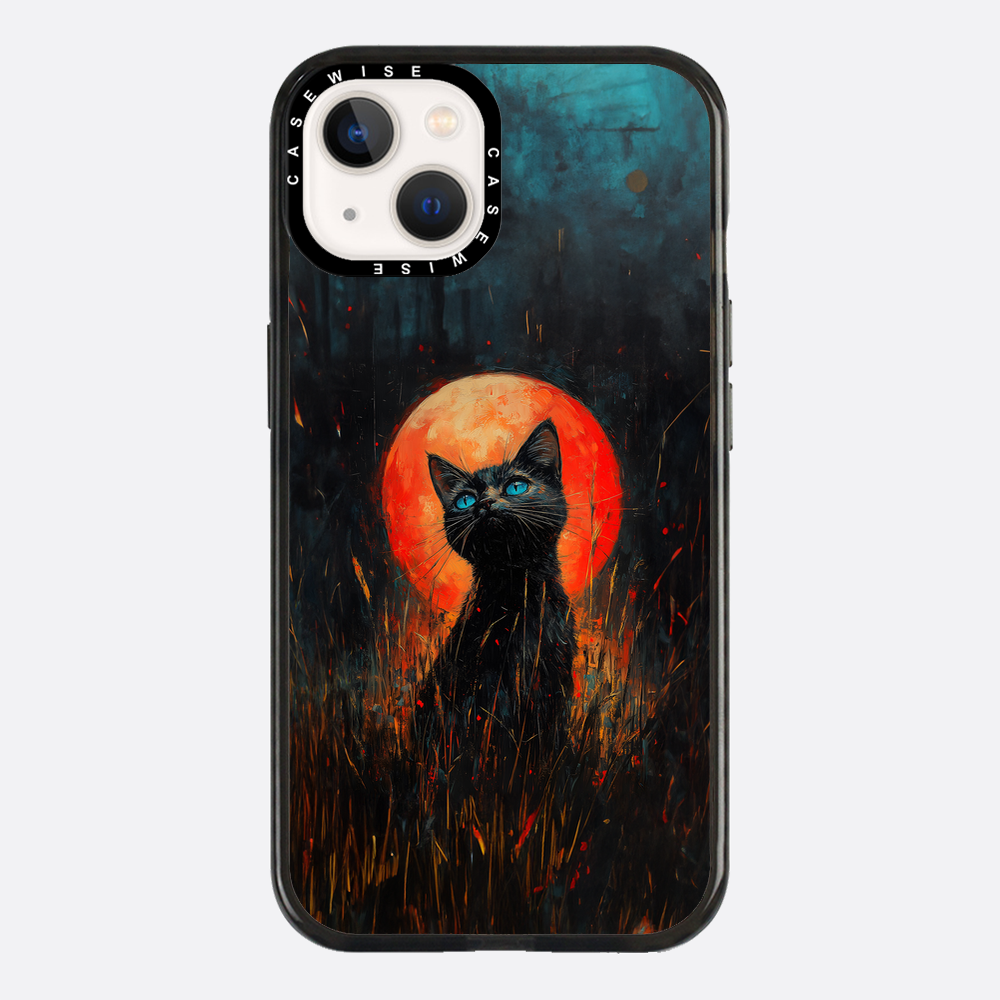 Rote Mondlicht schwarze Katze - Hülle