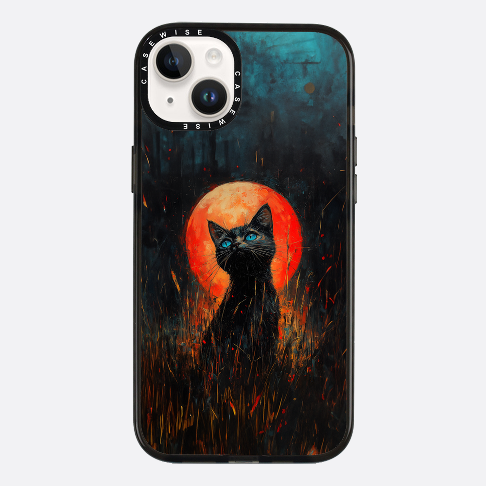Rote Mondlicht schwarze Katze - Hülle