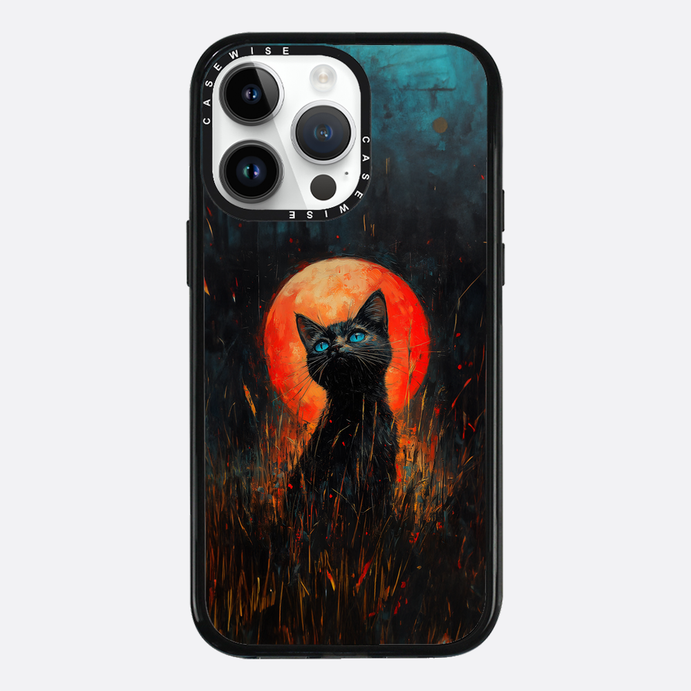 Rote Mondlicht schwarze Katze - Hülle