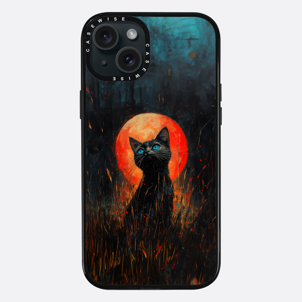 Rote Mondlicht schwarze Katze - Hülle