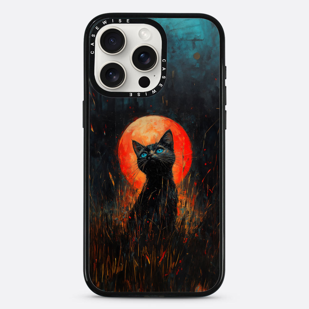 Rote Mondlicht schwarze Katze - Hülle