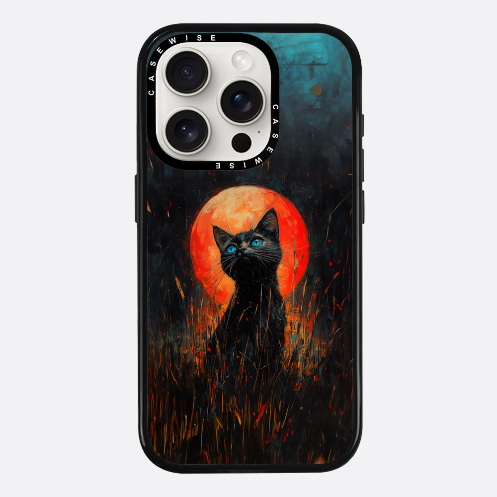 Rote Mondlicht schwarze Katze - Hülle