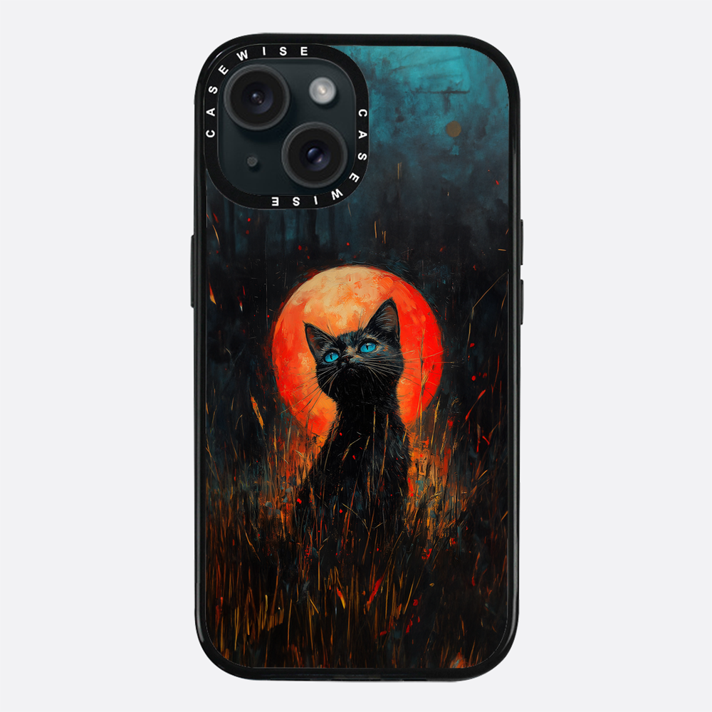 Rote Mondlicht schwarze Katze - Hülle
