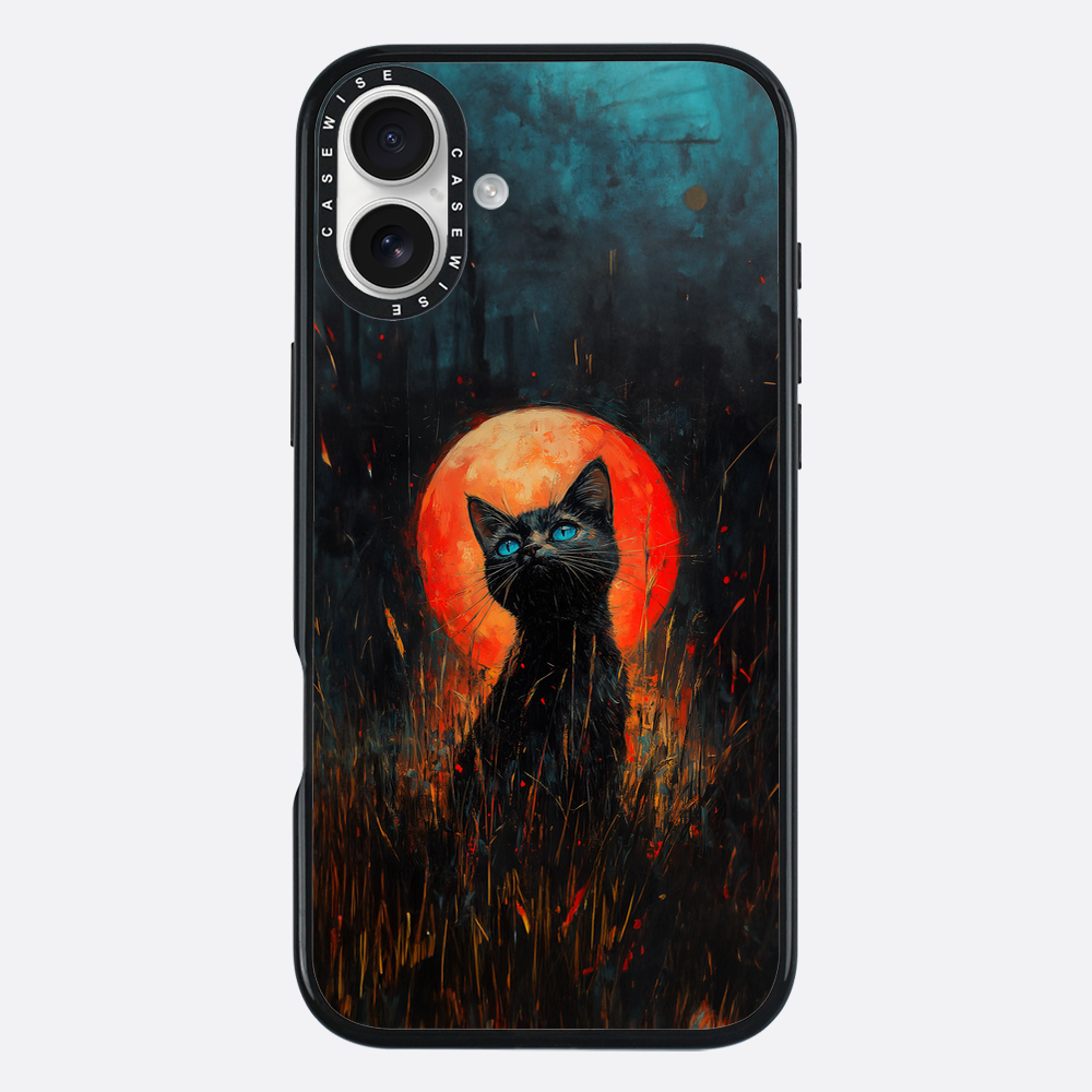 Rote Mondlicht schwarze Katze - Hülle