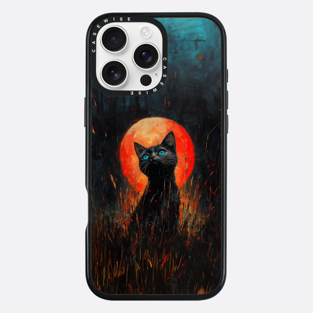 Rote Mondlicht schwarze Katze - Hülle
