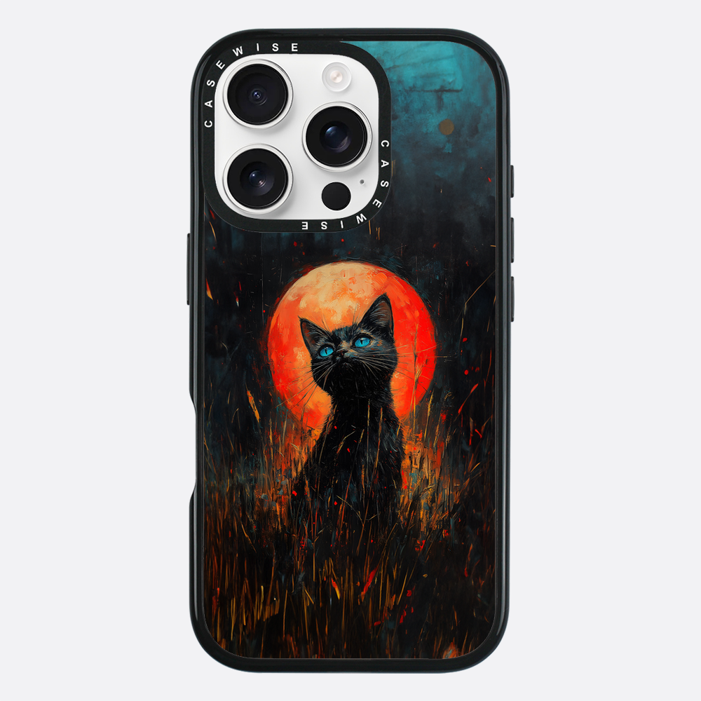 Rote Mondlicht schwarze Katze - Hülle