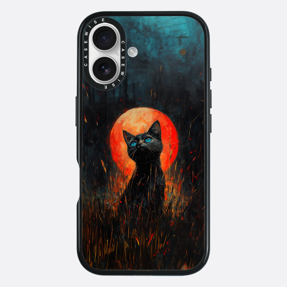 Rote Mondlicht schwarze Katze - Hülle