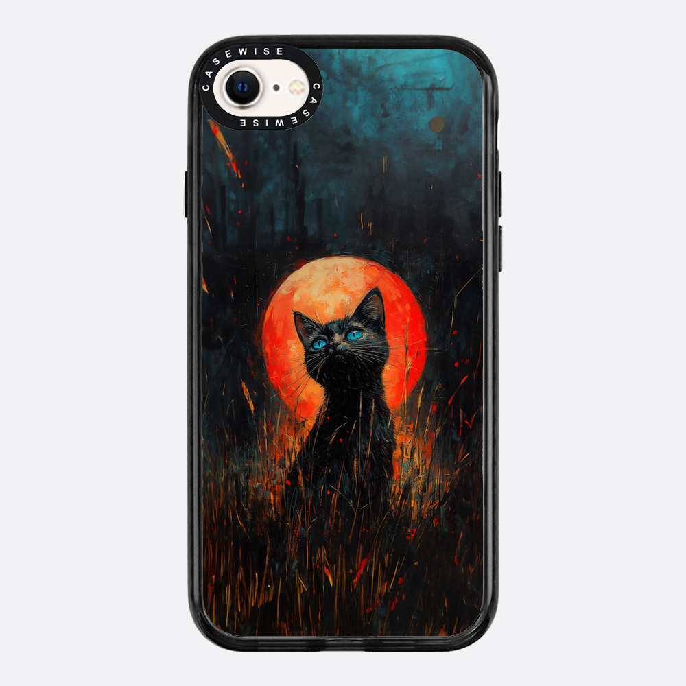 Rote Mondlicht schwarze Katze - Hülle