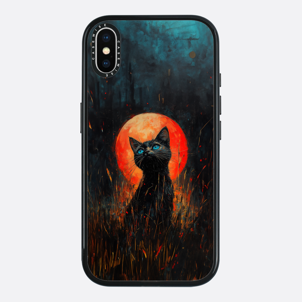 Rote Mondlicht schwarze Katze - Hülle