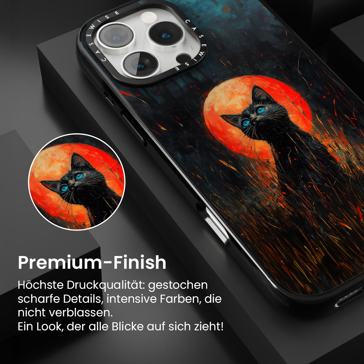 Rote Mondlicht schwarze Katze - Hülle