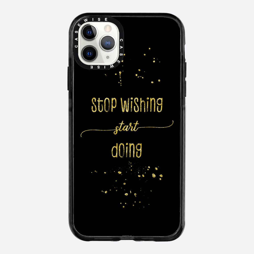 Textkunst Gold Stop Wünschten Sie an, beginnen zu - Hülle