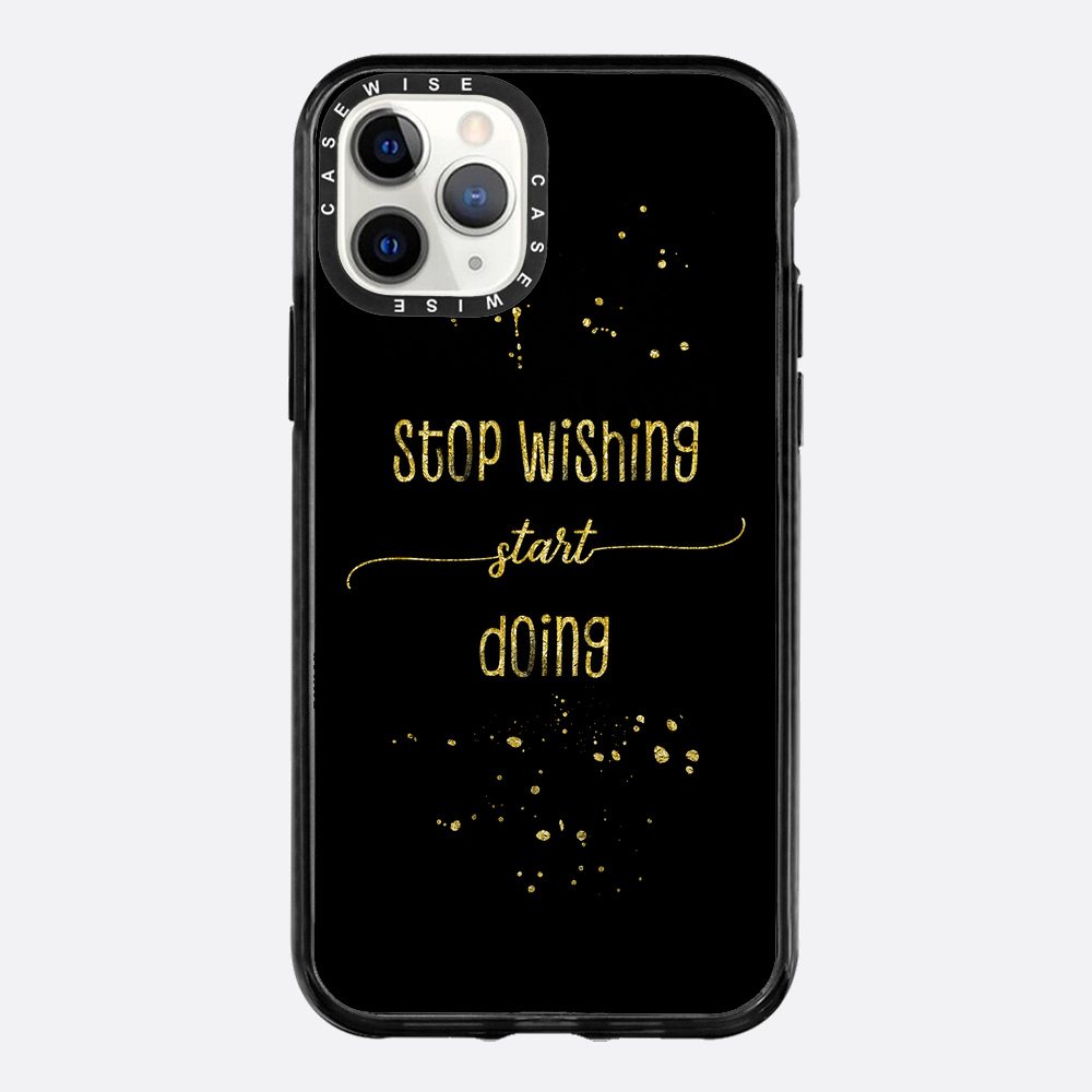 Textkunst Gold Stop Wünschten Sie an, beginnen zu - Hülle