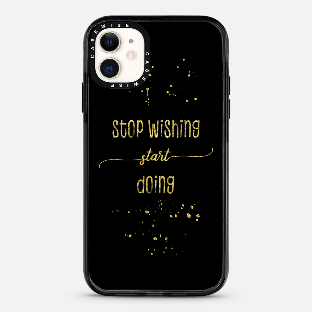 Textkunst Gold Stop Wünschten Sie an, beginnen zu - Hülle