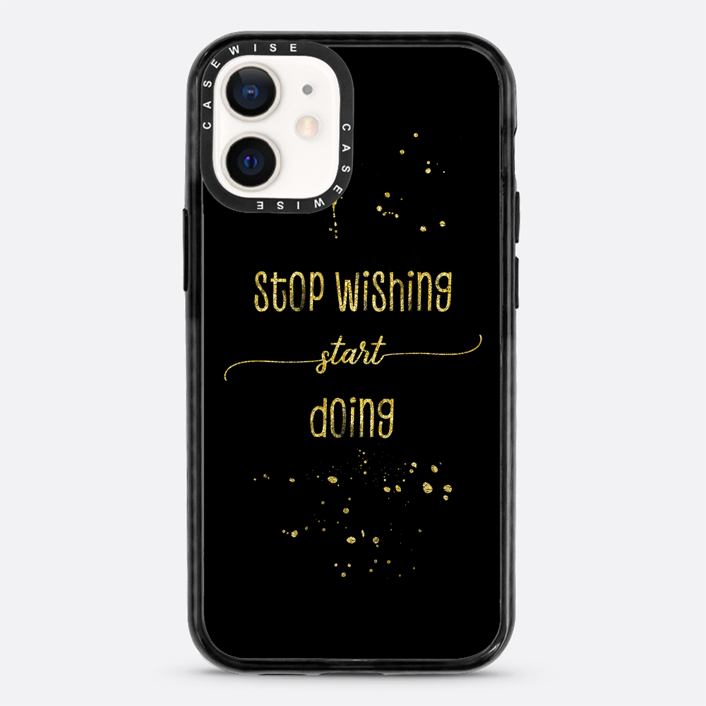 Textkunst Gold Stop Wünschten Sie an, beginnen zu - Hülle