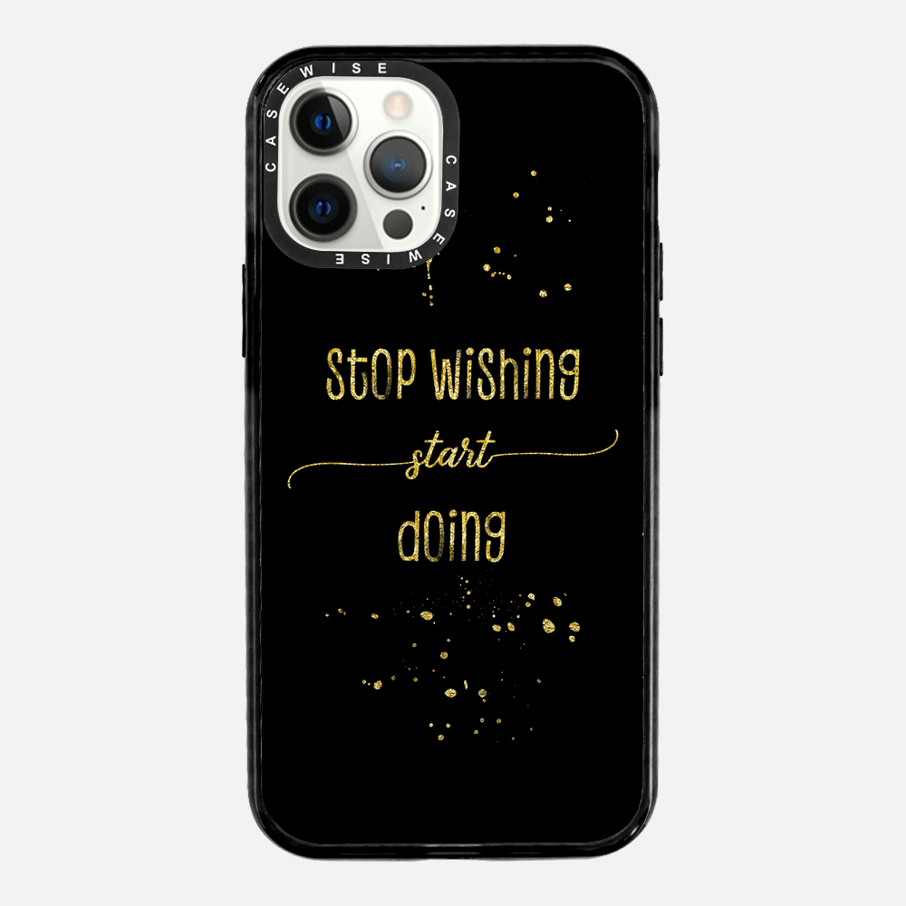 Textkunst Gold Stop Wünschten Sie an, beginnen zu - Hülle