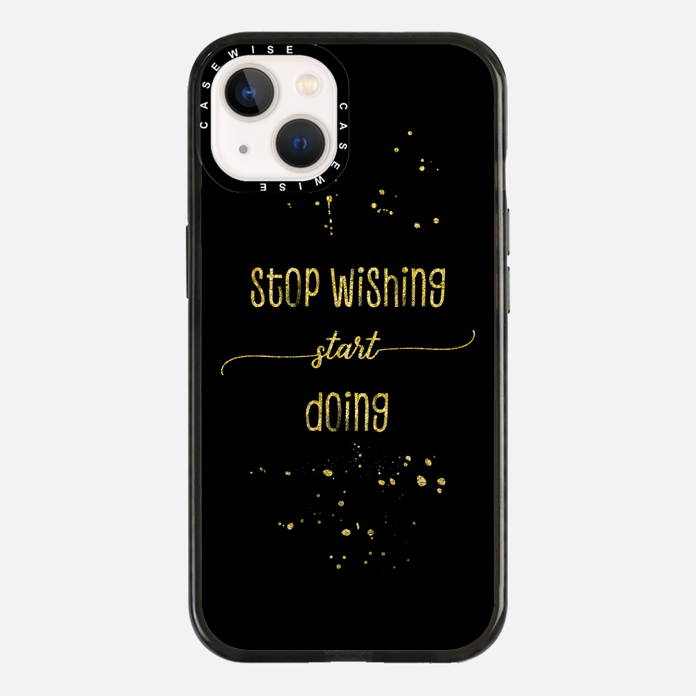 Textkunst Gold Stop Wünschten Sie an, beginnen zu - Hülle