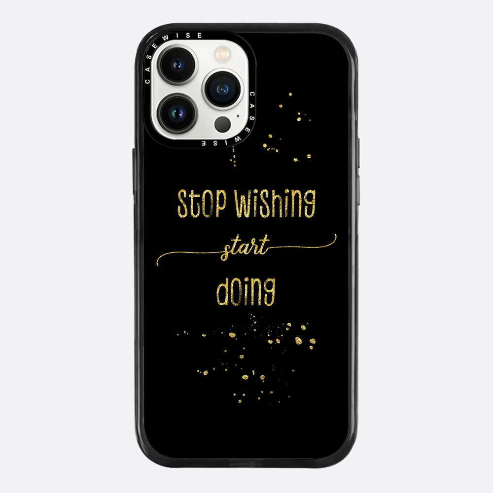 Textkunst Gold Stop Wünschten Sie an, beginnen zu - Hülle